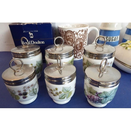 26 - A good selection of ornamental and kitchen ceramics to include six Royal Worcester egg coddlers, thr... 