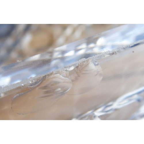 29 - A long rectangular cut-glass lady's dressing table requisite box having silver-mounted lid (small do... 