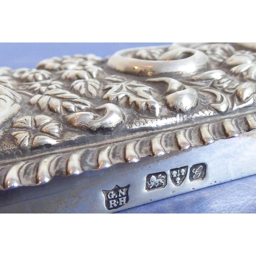 29 - A long rectangular cut-glass lady's dressing table requisite box having silver-mounted lid (small do... 