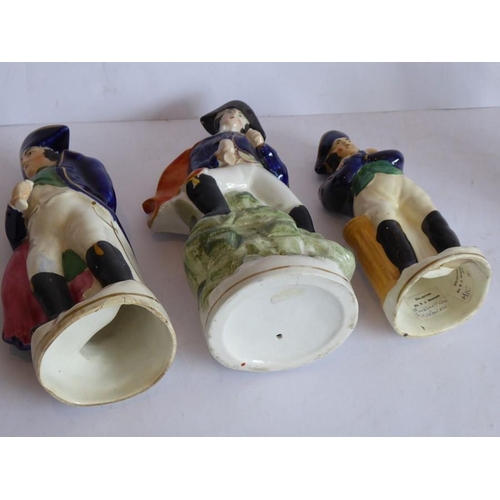 5 - Six varying sized hand-decorated Staffordshire figure models of Napoleon; the tallest (with hole to ... 