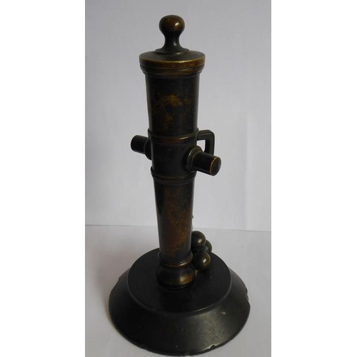 51 - An unusual 19th century Napoleonic patinated bronze thermometer modelled as canon and cannonballs et... 