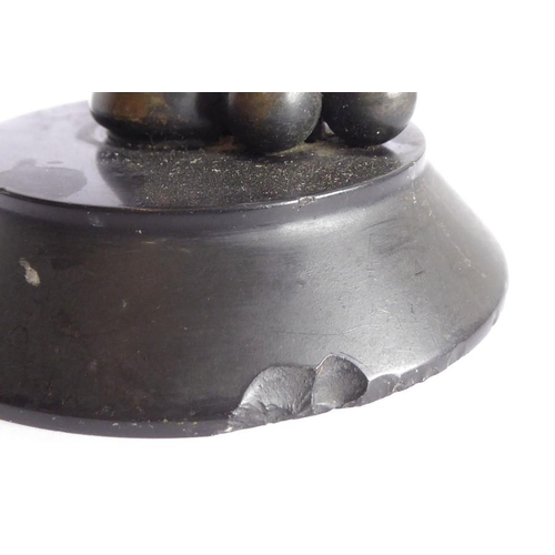 51 - An unusual 19th century Napoleonic patinated bronze thermometer modelled as canon and cannonballs et... 