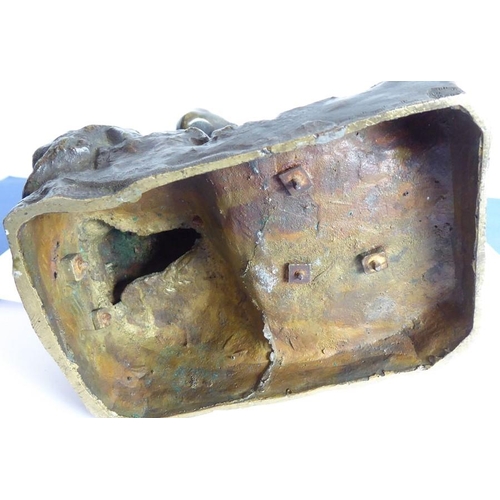 53 - A good and heavy 19th century patinated bronze sculpture of a Napoleon Grenadier with his dog and gu... 