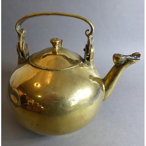 59 - An unusual and heavy late 19th/early 20th century brass kettle of spherical shape (possibly Oriental... 