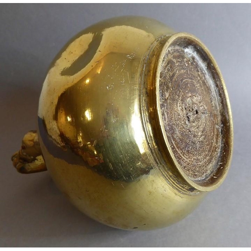 59 - An unusual and heavy late 19th/early 20th century brass kettle of spherical shape (possibly Oriental... 