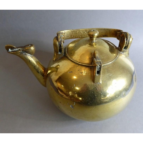 59 - An unusual and heavy late 19th/early 20th century brass kettle of spherical shape (possibly Oriental... 