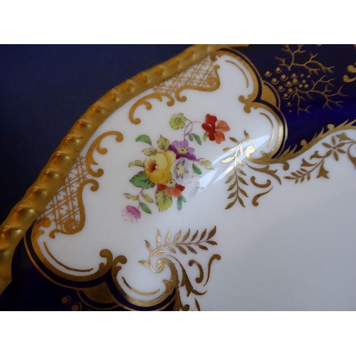 6 - A set of 12 early 20th century fine Coalport porcelain dessert plates; each with raised beaded gilde... 