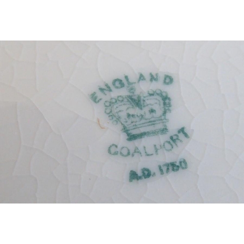 6 - A set of 12 early 20th century fine Coalport porcelain dessert plates; each with raised beaded gilde... 