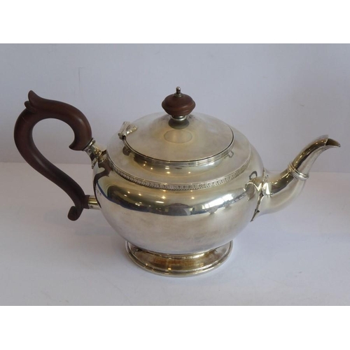 156 - A good and heavy hallmarked silver four-piece tea service comprising teapot, hot-water jug, two-hand... 