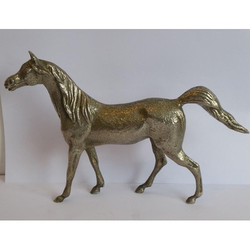 165 - A heavy early 20th century/Art Deco period cast silver-plated model of a stallion standing four squa... 