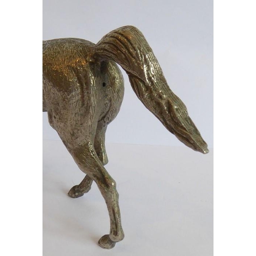 165 - A heavy early 20th century/Art Deco period cast silver-plated model of a stallion standing four squa... 