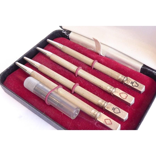 177 - A cased set of silver 'Bridge' pencils and leads