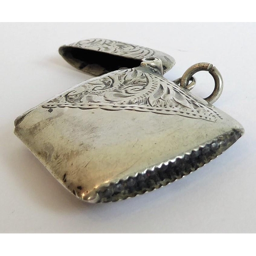 179 - Two hallmarked silver vesta cases, both engraved with foliate designs, together with a modern hallma... 