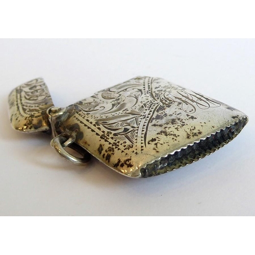 179 - Two hallmarked silver vesta cases, both engraved with foliate designs, together with a modern hallma... 