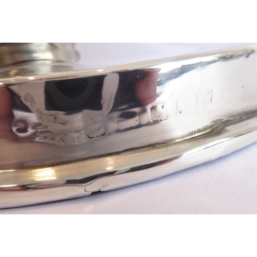 197 - An early 20th century silver capstan inkwell with hinged lid and glass insert (marks rubbed) (15.5cm... 