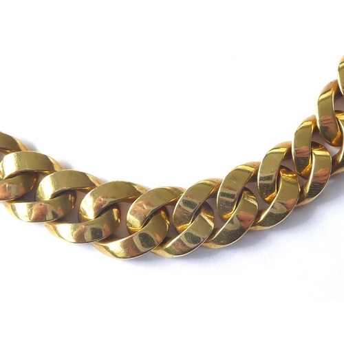 204 - An 18-carat yellow-gold graduated flexible link necklace; of faceted entrelac design, the concealed ... 