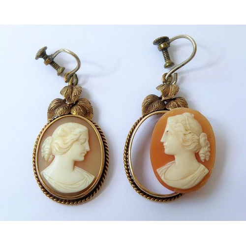 223 - A mid 19th century cameo, yellow gold and enamel brooch, the oval shell cameo depicting the head and... 