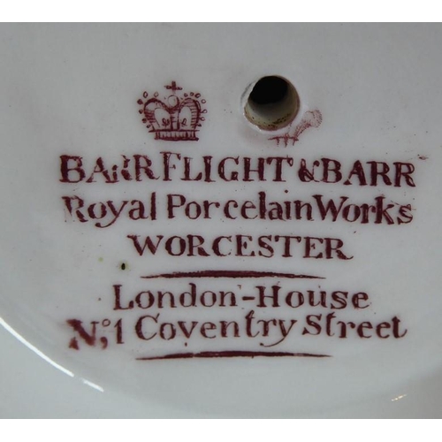 23 - An interesting pair of Barr, Flight & Barr (Royal Porcelain Works, Worcester) porcelain candlesticks... 