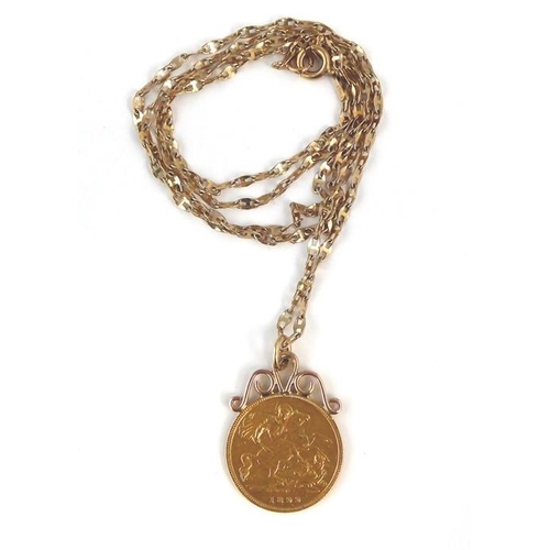 250 - A half-sovereign pendant and 9-carat gold chain