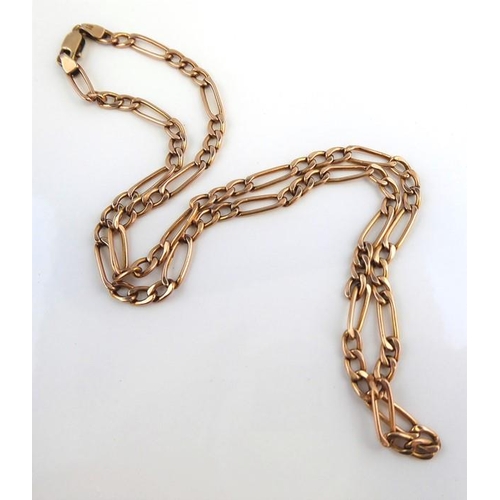 252 - A 9-carat yellow gold filed Figaro link chain necklace (length 43cm, gross weight 5.3g)