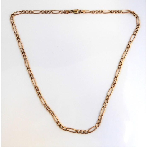 252 - A 9-carat yellow gold filed Figaro link chain necklace (length 43cm, gross weight 5.3g)