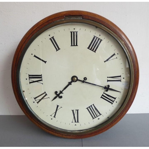 271 - A 19th century circular mahogany-cased classroom or station-style platform clock for restoration; cr... 