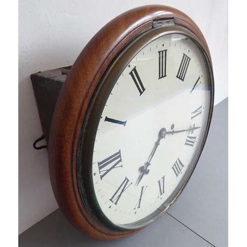 271 - A 19th century circular mahogany-cased classroom or station-style platform clock for restoration; cr... 