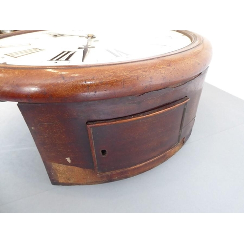 271 - A 19th century circular mahogany-cased classroom or station-style platform clock for restoration; cr... 