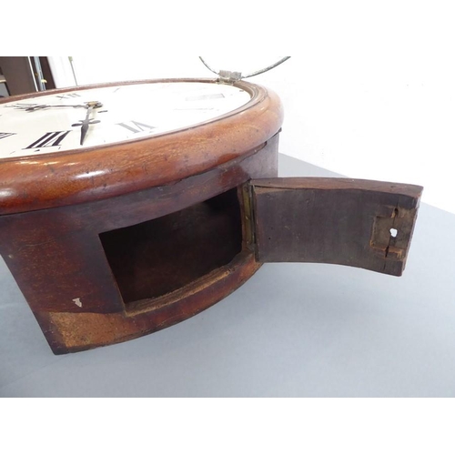 271 - A 19th century circular mahogany-cased classroom or station-style platform clock for restoration; cr... 