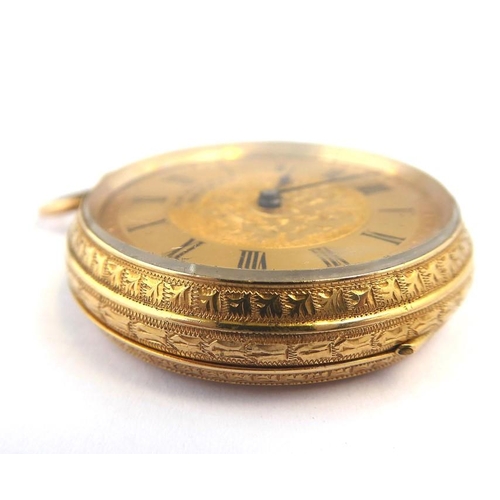 276 - An 18 carat yellow gold open faced pocket watch the engraved dial with Roman numerals signed 'LA FID... 