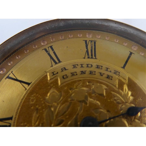 276 - An 18 carat yellow gold open faced pocket watch the engraved dial with Roman numerals signed 'LA FID... 