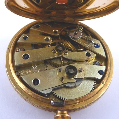 276 - An 18 carat yellow gold open faced pocket watch the engraved dial with Roman numerals signed 'LA FID... 