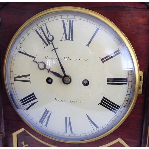 279 - A good late Regency period rosewood cased and brass-inlaid eight-day bracket clock; the gilded pinea... 