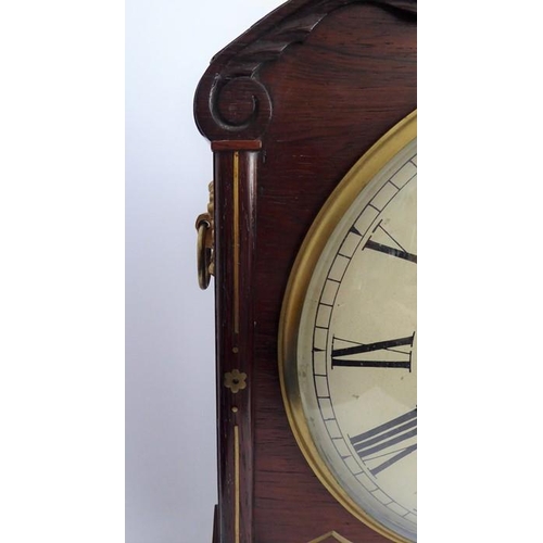 279 - A good late Regency period rosewood cased and brass-inlaid eight-day bracket clock; the gilded pinea... 