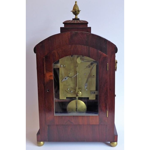 279 - A good late Regency period rosewood cased and brass-inlaid eight-day bracket clock; the gilded pinea... 