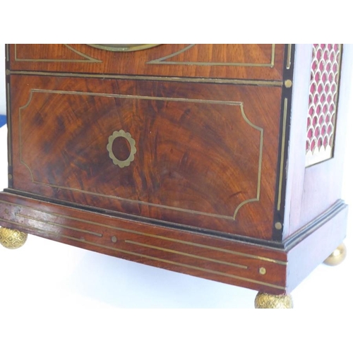 280 - A good early 19th century brass inlaid mahogany-cased eight-day bracket clock; the figured domed top... 