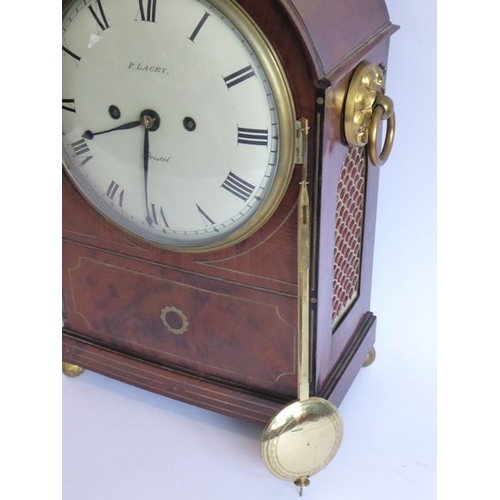 280 - A good early 19th century brass inlaid mahogany-cased eight-day bracket clock; the figured domed top... 