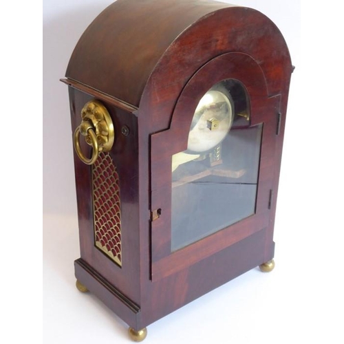 280 - A good early 19th century brass inlaid mahogany-cased eight-day bracket clock; the figured domed top... 