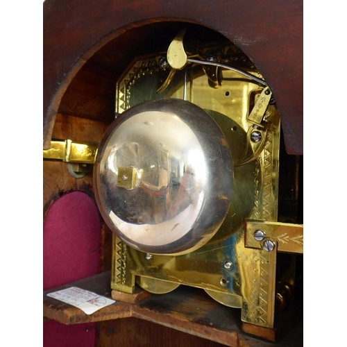 280 - A good early 19th century brass inlaid mahogany-cased eight-day bracket clock; the figured domed top... 