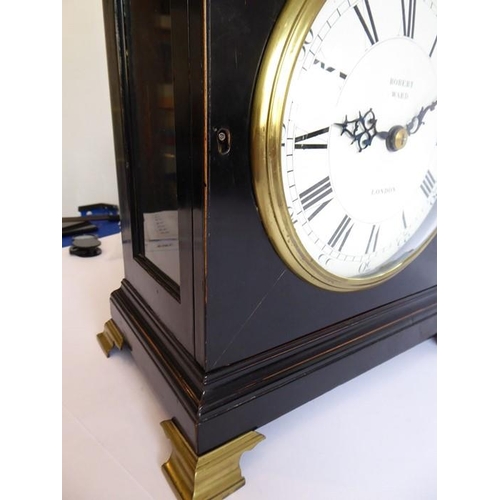 282 - A George III ebonised cased bracket clock by 'Robert Ward, Abchurch Lane, London'; the pagoda-style ... 