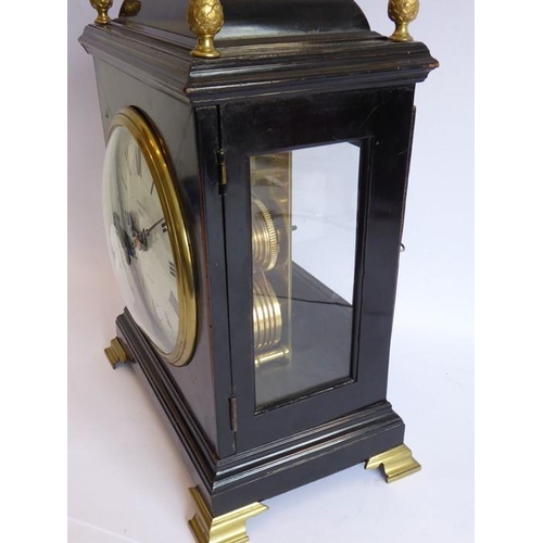 282 - A George III ebonised cased bracket clock by 'Robert Ward, Abchurch Lane, London'; the pagoda-style ... 