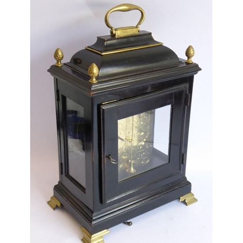 282 - A George III ebonised cased bracket clock by 'Robert Ward, Abchurch Lane, London'; the pagoda-style ... 