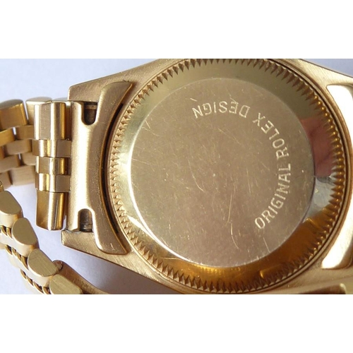 283A - A lady's 18 carat yellow gold and diamond-set Oyster Perpetual Datejust Chronometer by Rolex,  the s... 