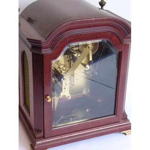 285 - A mahogany cased eight day bracket clock; the silvered dial with Roman numerals and signed 'Joseph K... 