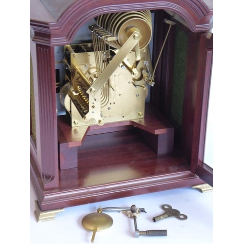 285 - A mahogany cased eight day bracket clock; the silvered dial with Roman numerals and signed 'Joseph K... 