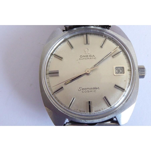 291 - A gentleman's steel-cased Omega automatic Seamaster Cosmic wristwatch; the signed, silvered dial wit... 