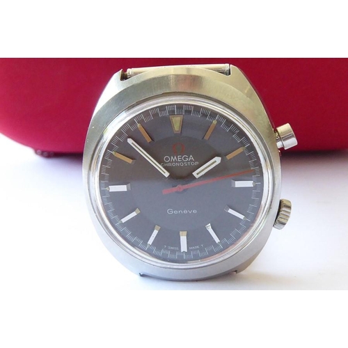 293 - A gentleman's steel-cased Omega Chronostop wristwatch; the gunmetal-coloured signed dial with baton ... 