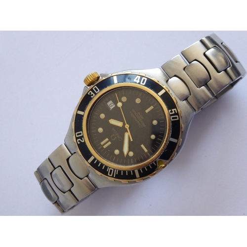 295 - A gentleman's Omega Seamaster Professional 200 M steel-cased wristwatch; gold coloured and black rot... 