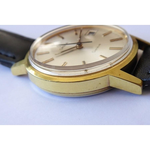 296 - A gentleman's Omega dress wristwatch; gold-plated case and then signed dial with baton markers and d... 