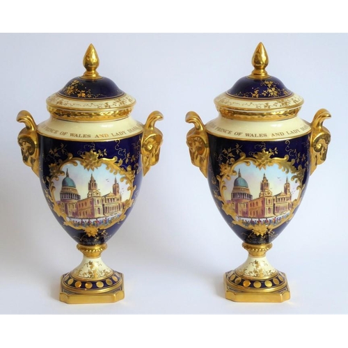 3 - Four pieces of Fine Coalport porcelain: two limited edition (88 and 89 of 250) hand-gilded two-handl... 